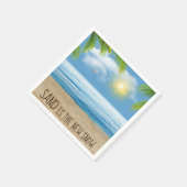 海ビーチとパームフロント スタンダードカクテルナプキン (角)