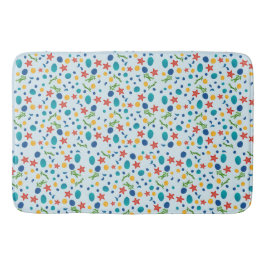 海ビーチとヒトデ、貝殻、小石 バスマット