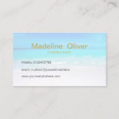 海ビーチアクアブルーシートラベルモダン金ゴールド 名刺 (裏面)