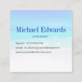 海ビーチアクアブルーシートラベルモノグラモダンム スクエア名刺 (裏面)