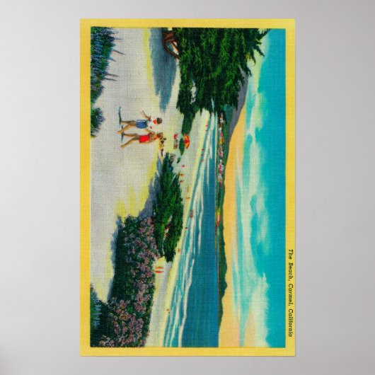 海ビーチアットカーメル， CACarmel, CA ポスター (正面)