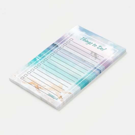 海ビーチイルカとヒトデ – すべきこと ポストイット (アングル)