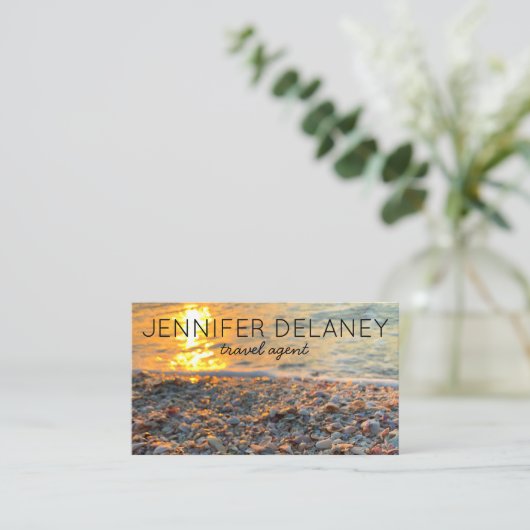 海ビーチウェーブサンセットシーシェル写真旅行 名刺 (スタンド正面)