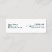 海ビーチウェーブシーブルーティール（緑がかった色）写真旅行 スキニー名刺 (裏面)