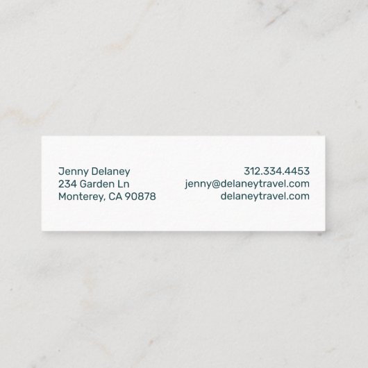 海ビーチウェーブシーブルーティール（緑がかった色）写真旅行 スキニー名刺 (裏面)