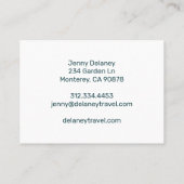 海ビーチウェーブシーブルーティール（緑がかった色）写真旅行 名刺 (裏面)