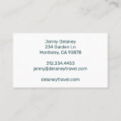 海ビーチウェーブシーブルーティール（緑がかった色）写真旅行 名刺 (裏面)