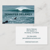 海ビーチウェーブシーブルーティール（緑がかった色）写真旅行 名刺 (正面/裏面)