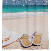 海ビーチウェーブズサンダルスンハット シャワーカーテン (正面)