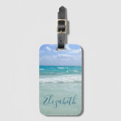 海ビーチウェーブ名前の追加 ラゲッジタグ (正面縦)