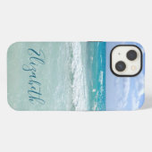 海ビーチウェーブ名前の追加 iPhoneケース (裏面横)