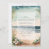 海ビーチグラスアンドバラ結婚式招待状 招待状 (正面)