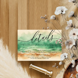 海ビーチグリーンウォーターエレガントカラーサンサマー 出欠カード