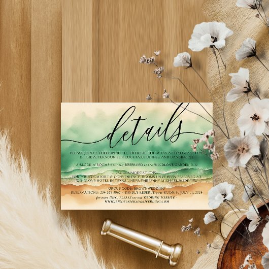 海ビーチグリーンウォーターエレガントカラーサンサマー 出欠カード