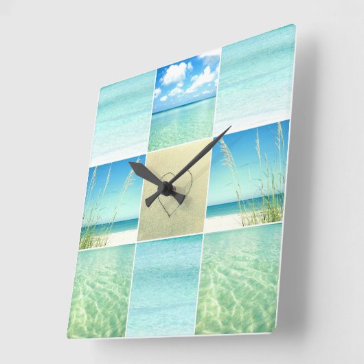 海ビーチコラージュ壁時計 スクエア壁時計 (傾斜)