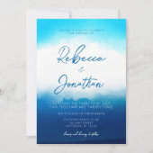 海ビーチコースタルブルーウォーター結婚カラー 招待状 (正面)