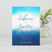 海ビーチコースタルブルーウォーター結婚カラー 招待状 (スタンド正面)