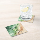 海ビーチサニーウォーターカラーサマーパーティー スクエアペーパーコースター (インサイチュ)