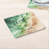 海ビーチサニーウォーターカラーサマーパーティー スクエアペーパーコースター (アングル)