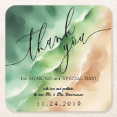 海ビーチサニーウォーターカラーサマーパーティー スクエアペーパーコースター (正面)