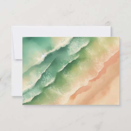 海ビーチサマーサンウォーターカラーエレガントRSVP 出欠カード (裏面)