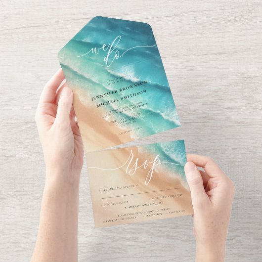 海ビーチサマースペシャル オールインワン招待状 (貼ってはがせる)