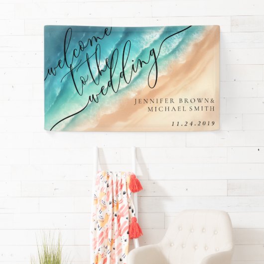 海ビーチサマーパーティー結婚ウェルカム 横断幕 (インサイチュ)