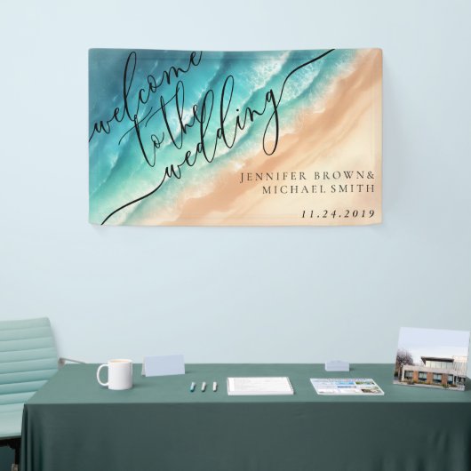 海ビーチサマーパーティー結婚ウェルカム 横断幕 (トレードショー)
