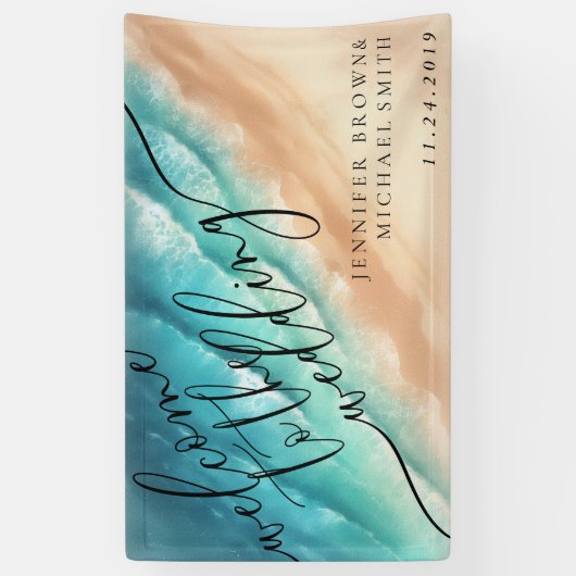 海ビーチサマーパーティー結婚ウェルカム 横断幕 (縦)