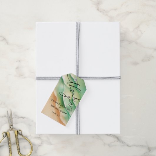 海ビーチサマーパーティー結婚式サンキューサニー ギフトタグ (より糸付き)