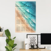 海ビーチサマー結婚パーティーのテーブル番号 ポスター (ホームオフィス)