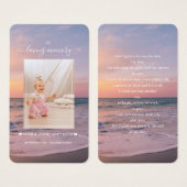 海ビーチサンセットガール写真葬儀祈りの言葉 (正面&裏面)