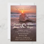 海ビーチサンセットシーシェ結婚ル 招待状 (正面)