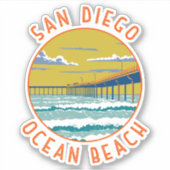 海ビーチサンディエゴトラベルアートヴィンテージ シール (正面)