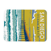 海ビーチサンディエゴトラベルアートヴィンテージ マグネット (横)