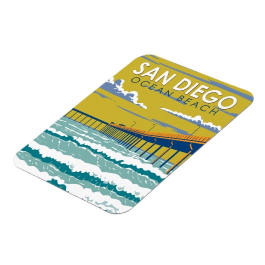 海ビーチサンディエゴトラベルアートヴィンテージ マグネット (左側)