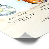 海ビーチシグネチャードリンクバー結婚メニューの署名 ポスター (角)