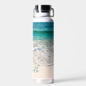 海ビーチショアあなたの名前を追加 ウォーターボトル (背面)