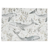 海ビーチシーグレイ鯨赤ちゃんシャワー ラージペーパーバッグ (裏面)