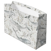 海ビーチシーグレイ鯨赤ちゃんシャワー ラージペーパーバッグ (裏面アングル)