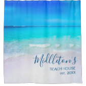 海ビーチシーサイドシーンサマーハウス シャワーカーテン (正面)