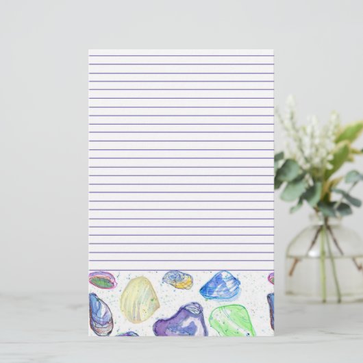 海ビーチシーシェル書ズ文字のライン 便箋 (スタンド正面)