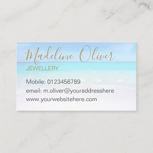 海ビーチシージュエリー金ゴールドブルースタイリッシュ 名刺 (裏面)