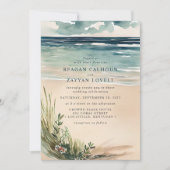 海ビーチシースケープウォーター色結婚式招待状 招待状 (正面)