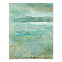 海ビーチシーティール（緑がかった色）絵画ウォーター フォトプリント           