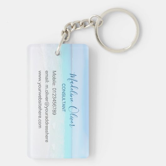 海ビーチシートラベルアクアブルースタイリッシュル キーホルダー (裏面)