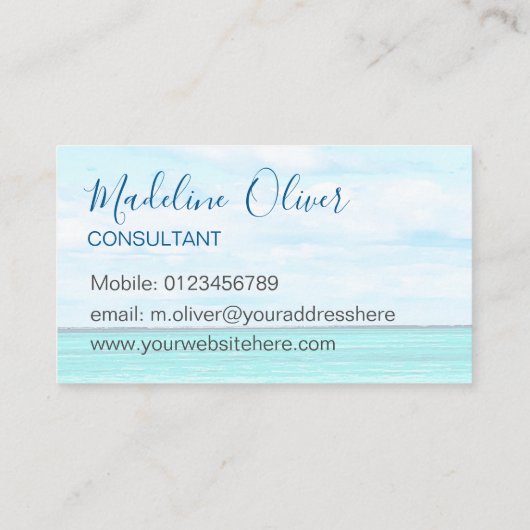 海ビーチシートラベルアクアブルースタイリッシュル 名刺 (裏面)