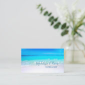 海ビーチシートラベルアクアブルースタイリッシュル 名刺 (スタンド正面)