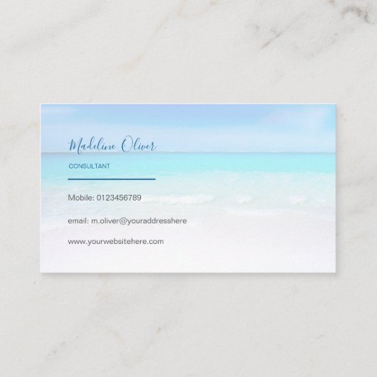 海ビーチシートラベルアクアブルーモダンル 名刺 (裏面)