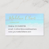 海ビーチシートラベルスパブルー金ゴールド スタイリッシュ 名刺 (裏面)